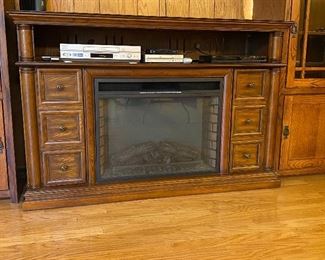 Console/Media Cabinet with Electric Fireplace Measures 61in Across x 20in D x 41in Tall