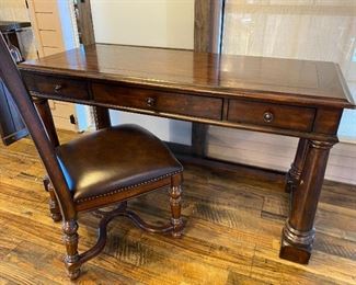Bernhardt Writing Desk with Leather Seat Chair