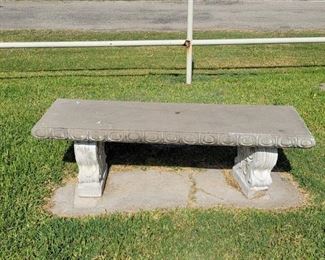 Concrete Garden Bench on Two Scroll Pedestal Bases
56.5in w x 18in d x 18in t