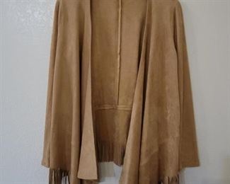 Gianni Bini Leather Fringed Shawl, Size L