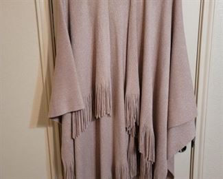 Dusty Rose Fringed Shawl by Rebecca