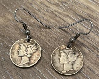 Mercury Dime Dangle Earrings