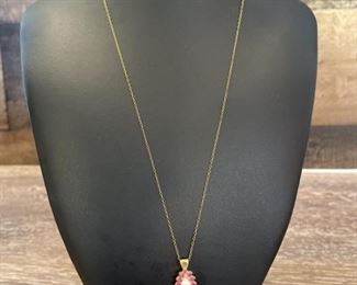 14k Gold Filled Necklace set with opal and rubies, total weight is 1.84