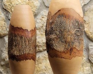 Pair Mango Wood Vases