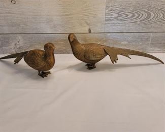 Midcentury (2) Heavy Brass Bird Figurines