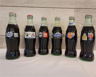 (6) Commemorative Coke Bottles, NBA, NHL, NFL