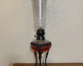 Kerosene Gas Lamp on Iron Base