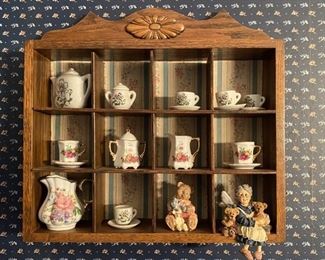 Wall Hanging Curio with Miniature Decor Pieces