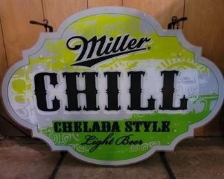Miller Chill Chelada Style Light Beer Neon? Sign.  Lights flickered on but I think will need new bulbs
30in w x 22 1/4in t