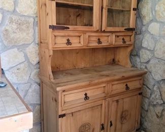 Solid Pine Cabinet with Texas Star Carved on Front
Matches lot number 42 &
47 1/2w x 21 1/2d x 76 1/2in t
