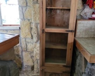 Solid Pine Tall Cabinet with Star Carved on Front
Matches lot #46 & lot 171
Some water damage @ bottom corner
23 1/2in w x 72 1/2in t