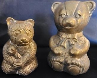 (2) Cast Metal Bears are 4in and 5in tall, Korea
