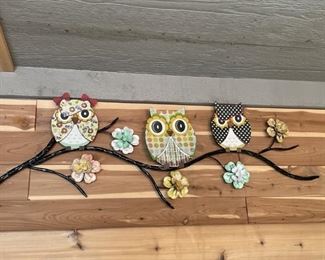 Whimsical Country Tin Owl Wall Hanging Decor