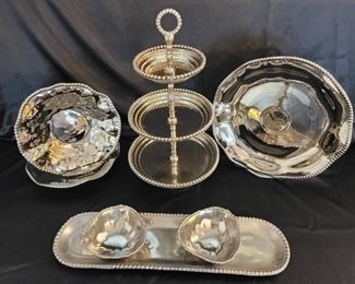 (7) Polished Silver Aluminum Serving Piece Lot
