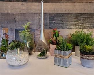 Lot of Artificial Plants in some Very Unique Pots