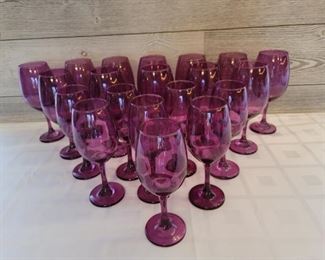 (12) Large & (8) Small Purple Wine Stems