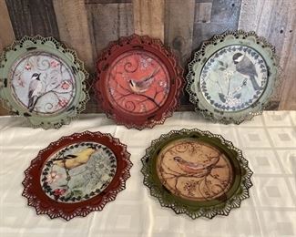 (5) Country Elegance Bird Decor Wall Plaques