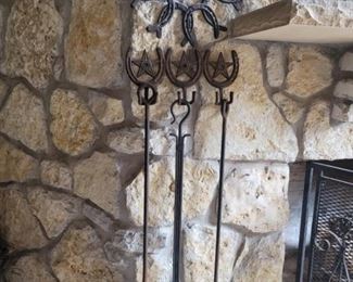 Western Horseshoe Fireplace Tools & Circle