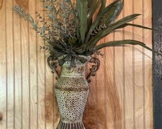 Faux Plant in Wall Hanging Vase is 25 in Tall
