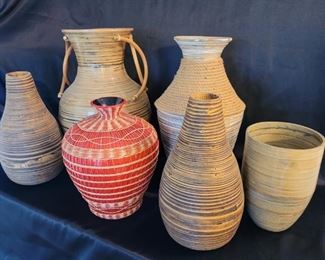 (6) Natural Bamboo Vases.  In One Lot.  6 Large
