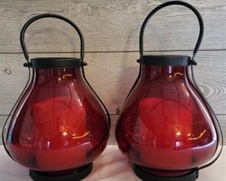 Black & Red Lantern Style Candle Holders