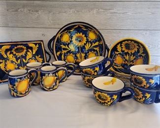 (14) Tuscan Lemon Sunflower Blue Serving Set