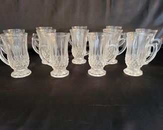 (12) Cut Crystal Handled Tankards or Irish Coffees