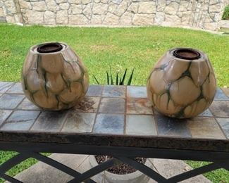 Pair of Bulb Shaped Planters are 6in d x 6in h