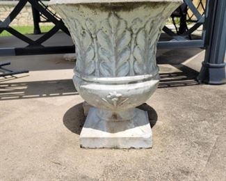 Large Cement Urn Planter is 17in d x 20in t 