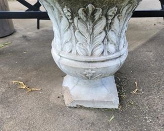 Cement Garden Urn Planter AS IS 19in t x 17in d