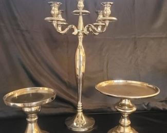 Shinny Silver Tone 2 Plateaus and a 5 Candelabra