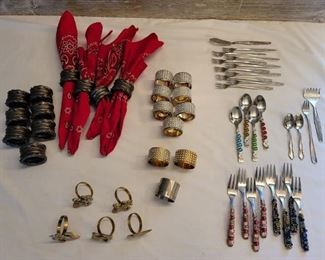 Napkin Rings, Napkins, & Bejeweled Flatware