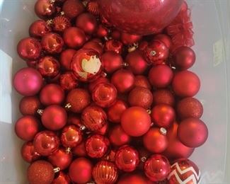 Tub of Red Christmas Tree Ornaments