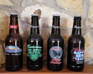 (4) Oversized Glass Budweiser Bottles for Display