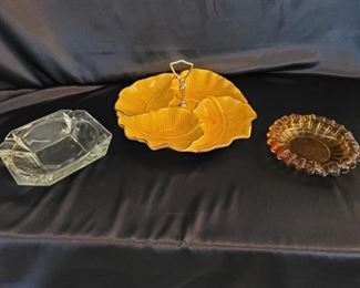 Vintage Nut Dish & Two Ashtrays