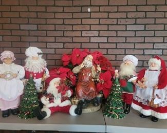 Lot of Christmas Decor-Santa & Mrs Claus, 2 Trees