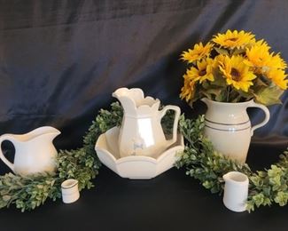 Nice Assortment of Pitchers, 1 with Water Bowl