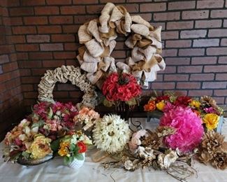 Lot of Floral Arrangements & Wreaths