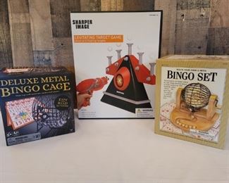 (3) Sharper Image Levitating Target Game and (2) Bingo games