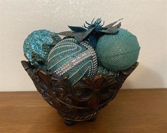 Fluer de Lis Decor Bowl Full of Turquoise Bling