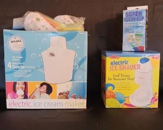 Electric Shave Ice maker & Rival Ice Cream Maker.       Both are electric.