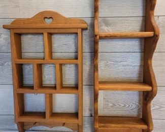 (2) Country Heart Design Wall Shelves