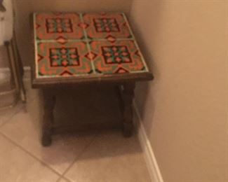 Pretty tile topped side table