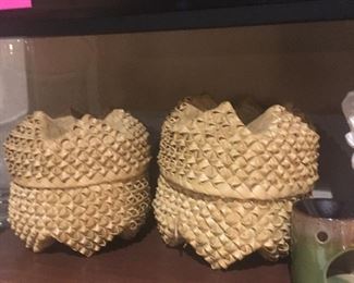 Crazy baskets... with wicker spikes... you remember the modern brutalist sub genre with-in the arts & crafts movement? Yeah, neither does anybody else alive. If you got those 2 jokes you are watching too much antique road show.
Don’t forget to feed your cat.
I honestly don’t know where these are from, but they are neat. Honduras? Idk.