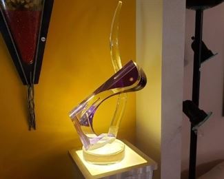 Shahrooz lucite sculpture w/ lighted stand