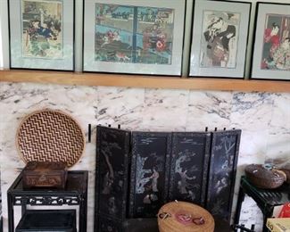 Chinoiserie, tables, art screens baskets