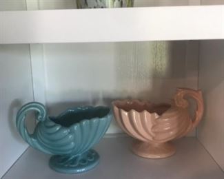 Yellow vase  $20
Pink and blue $5 each
