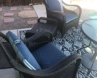 Rattan Outddor chair with ottoman $35, chair without ottoman (heeds repair, $10