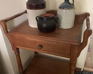 Antique Stoneware Jugs & Wash Basin Stand