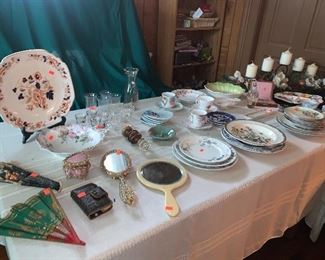 Vintage Fans, Hand Mirrors, Glassware and Fine CHina